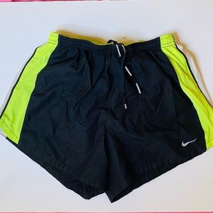 Nike Dri-Fit Women’s Medium Black & Yellow Athletic Running Shorts